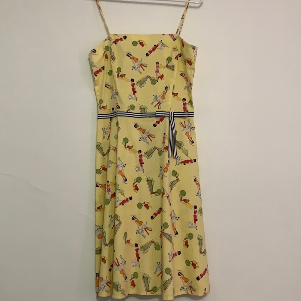 50's Dress with Woman Walking Dogs on it